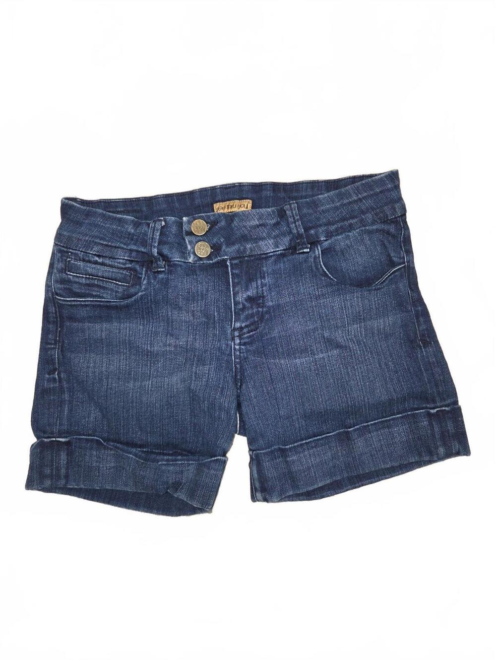 See Thru Soul Dark Wash Denim Cuffed Jean Shorts Womens Size 29